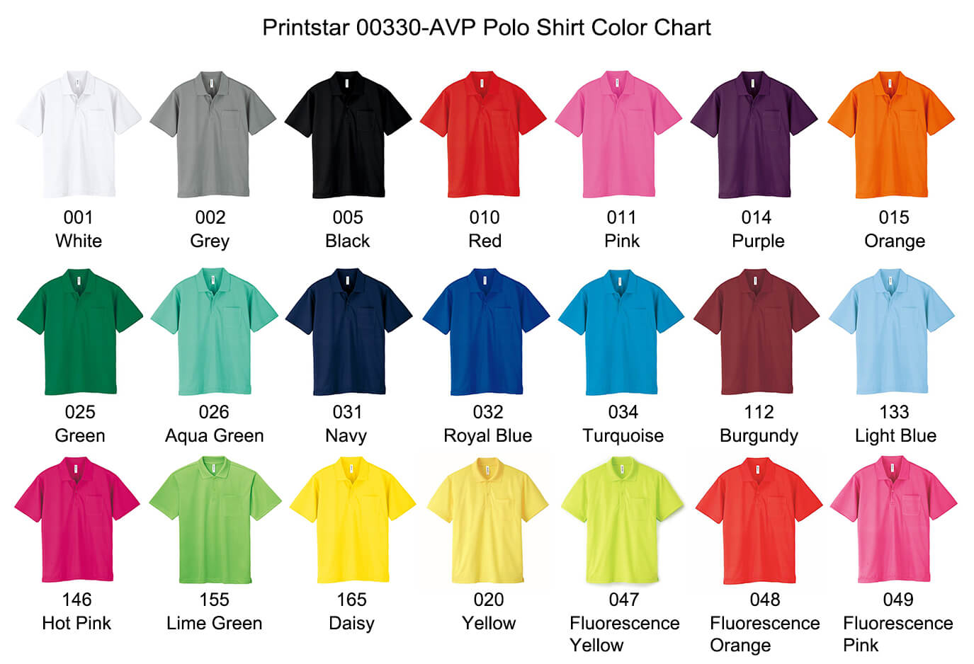 Printstar-00330-AVP-Short-Sleeve-Polo-Shirt-Color-Chart