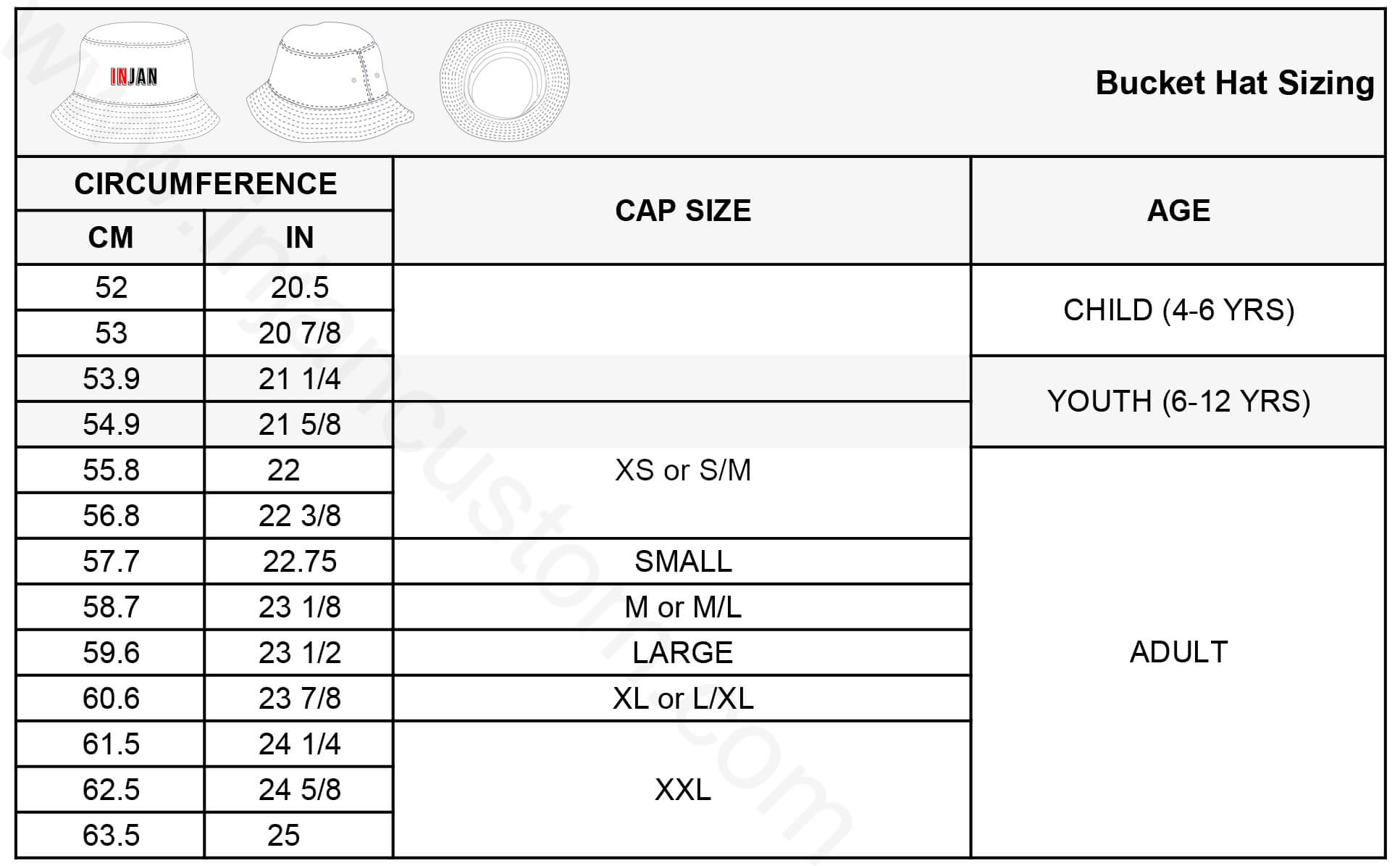 Adams Hat Size Chart