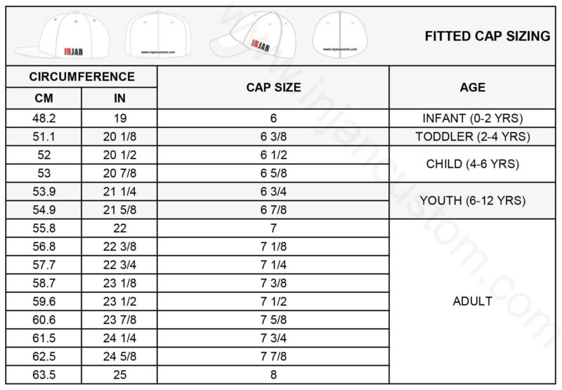 Hat Size Chart Fully Custom Hats And Garments Manufacturer