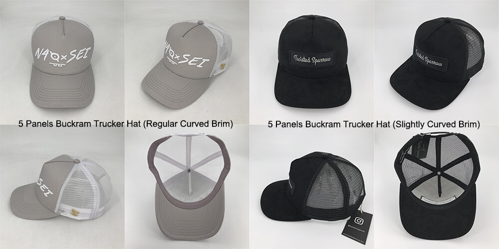 Regular-Curved-Brim”-VS-“Slightly-Curved-Brim”-5-Panels-Style-Trucker-Hats